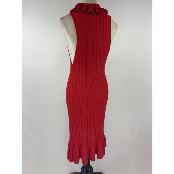 Elliatt Pomodoro Sleeveless Sweater Dress Red Medium Turtleneck Ruffle Hem - Picture 3 of 11